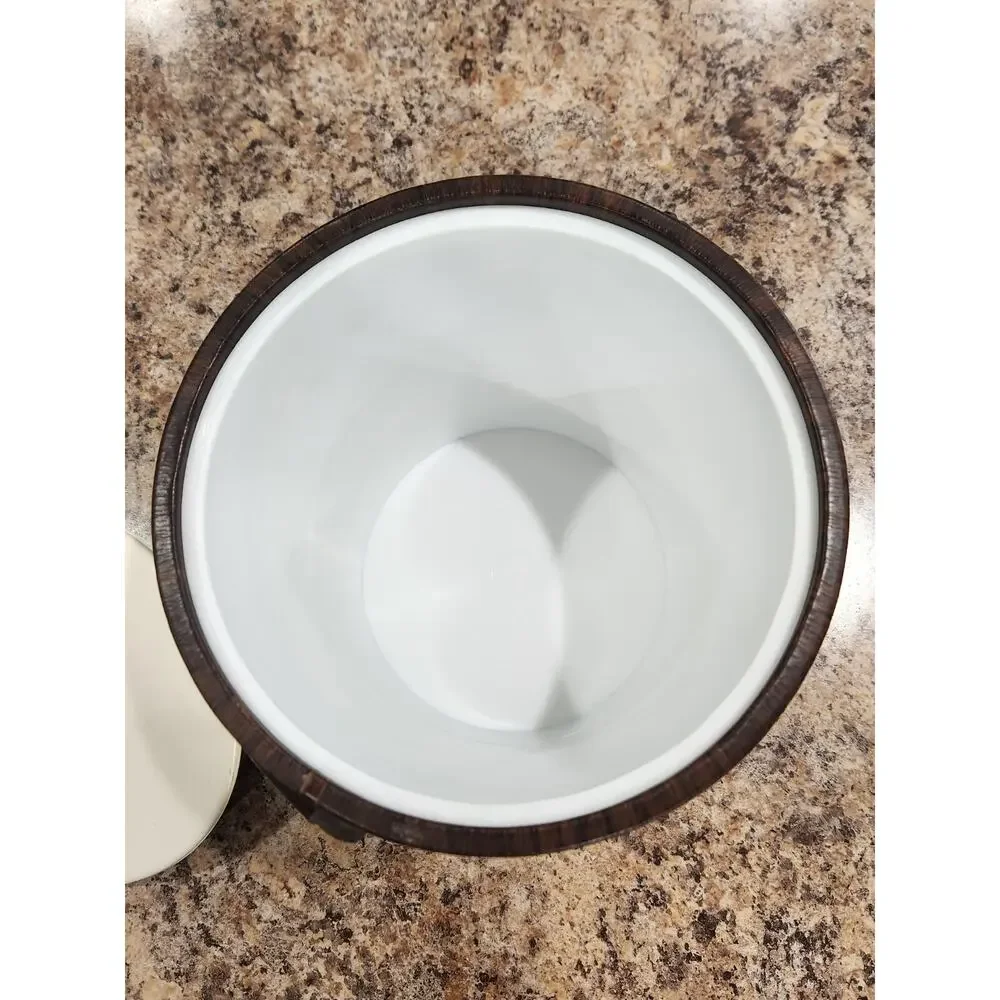 Ice Bucket Vintage Retro 1970s Vinyl Faux Wood Grain look